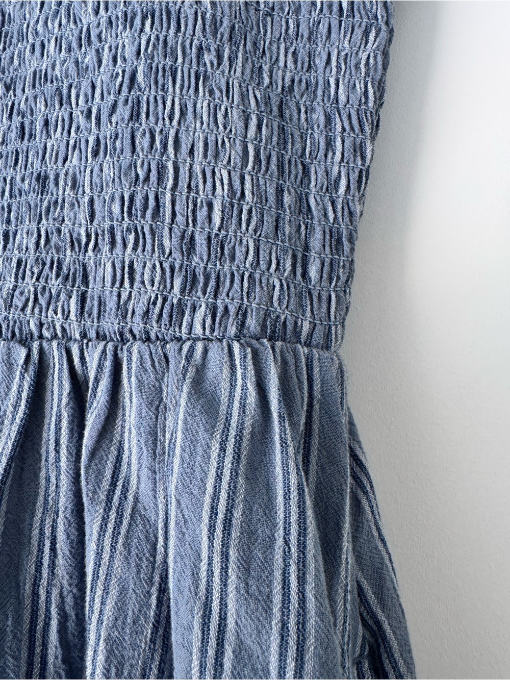 Smocked High Scoop Neck Dress with pockets - Picture 4 of 9